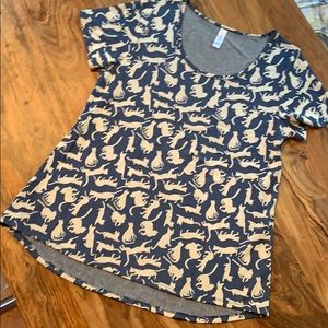 Lularoe classic T jacquard with cats! rare!